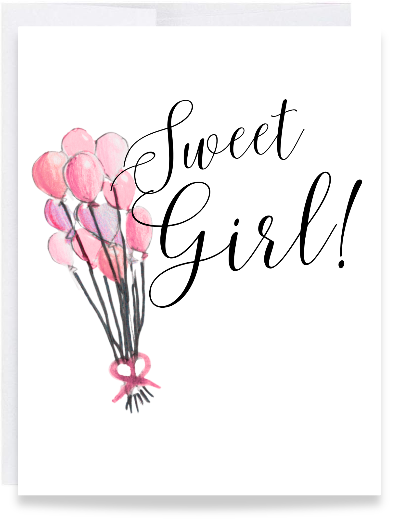 Girl Balloon Baby Shower Card