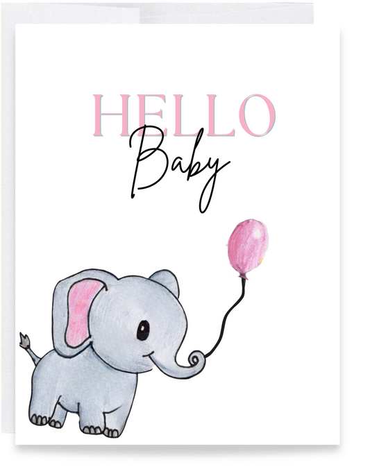 Girl Elephant Baby Shower Card